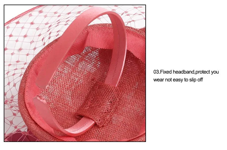 Tocado plato con flores y redecilla rosa – Disponible en varios colores